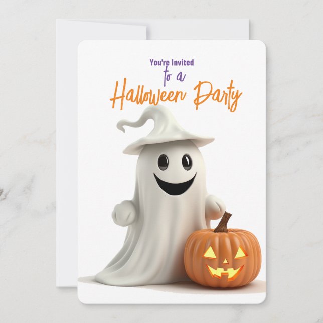 Invitation Fantôme souriant avec la fête d'Halloween de citro (Devant)
