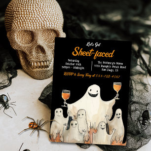 Invitation Fantômes à la feuille Cocktails Adulte Halloween P