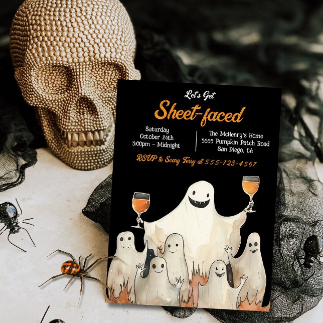 Invitation Fantômes à la feuille Cocktails Adulte Halloween P (Créateur téléchargé)