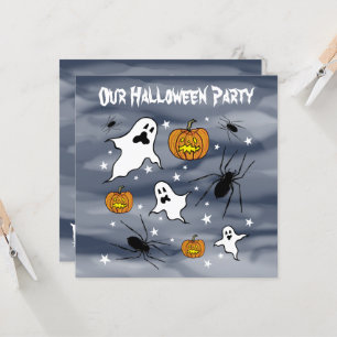 Invitation Fantômes, Citrouilles et araignée d'Halloween pers