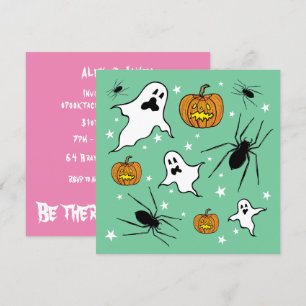 Invitation Fantômes, Citrouilles et araignée d'Halloween pers