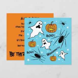 Invitation Fantômes, Citrouilles et araignée d'Halloween pers