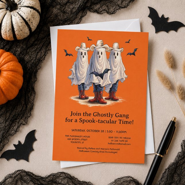 Invitation Fantômes de cow-boys farfelus Halloween western (Personalize with your party details.  See collection for coordinating supplies)