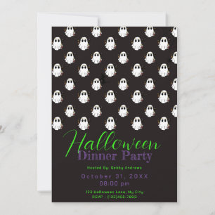 Invitation Fantômes noirs et blancs Soirée d'Halloween