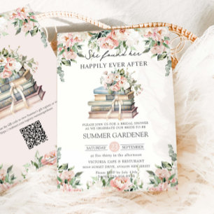 Invitation Fard à joues ivoire floral vintage livres enterrem
