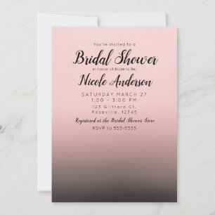 Invitation Fard à joues Rose et Noir Ombré Mariage Moderne Sh
