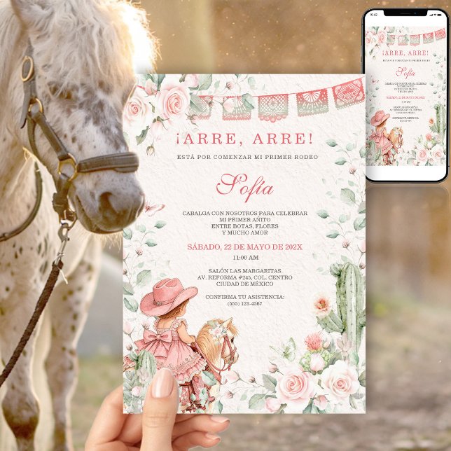 Invitation Fard à joues Rose Vaquerita Premier Rodeo Annivers (Créateur téléchargé)