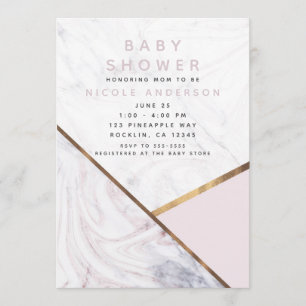 Invitation Fard à joues tourbillon de marbre rose doré pour B