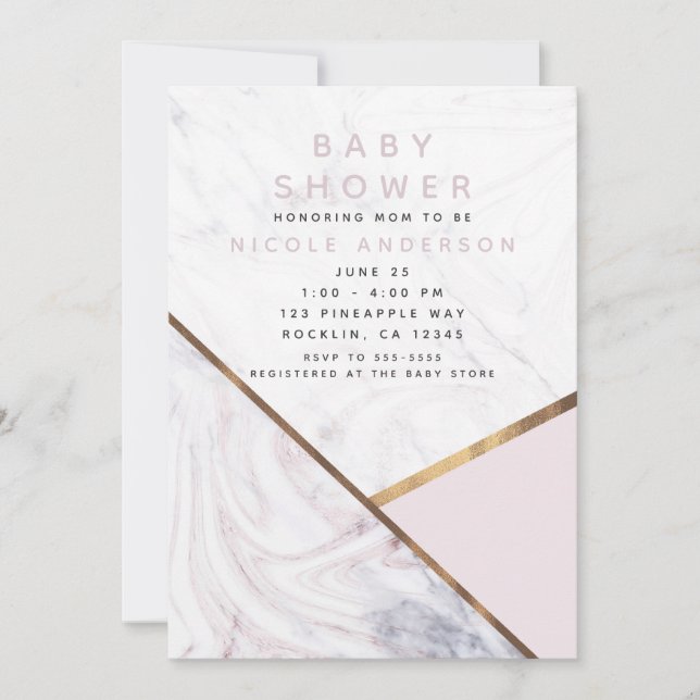 Invitation Fard à joues tourbillon de marbre rose gold rose b (Devant)