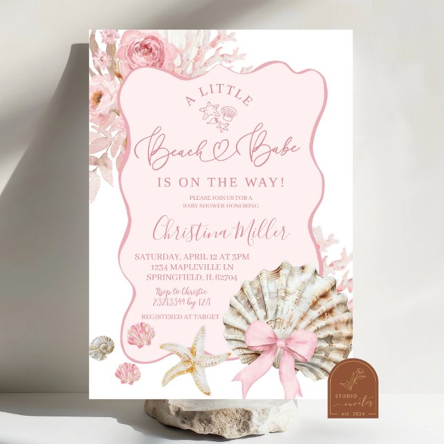 Invitation Fard Rose Bohème Été Plage bébé Baby Shower (Créateur téléchargé)