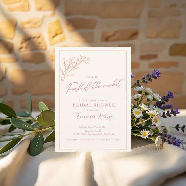 Invitation Fard rose Elle est fraîche sur le marché Enterreme (Créateur téléchargé)
