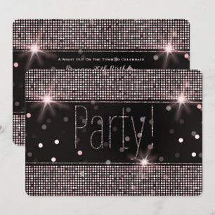 Invitation Fard Rose Gold Lumières Rose Scintillantes Fête