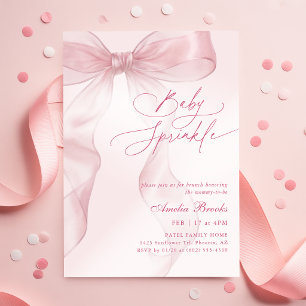 Invitation Fard Rose Ruban à Nœud Papillon Coquette Fête de N