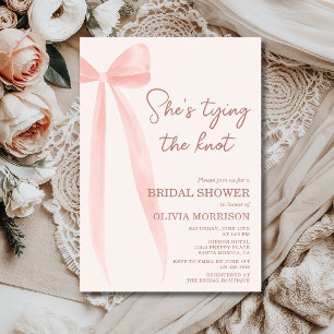 Invitation Fard Rose Ruban Elle Noue le Nœud Enterrement de V