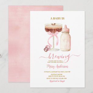 Invitation Fardeau Rose Bébé en Route Biberon Baby Shower