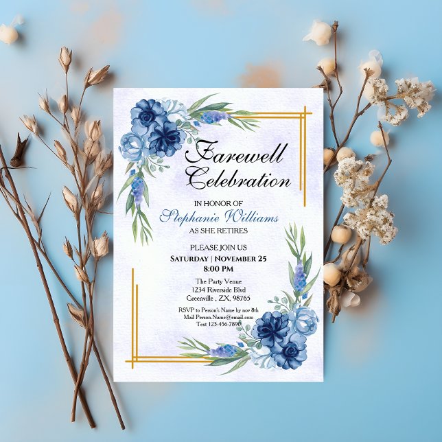 Invitation Farewell Party Floral Classic Élégant (Créateur téléchargé)