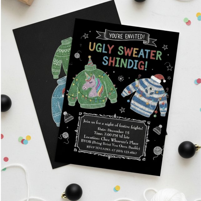 Invitation Farfelue pour Soirée de Pull Moche et T (Créateur téléchargé)