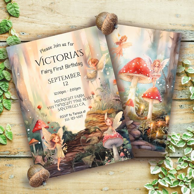 Invitation Fariy 1er anniversaire Enchanted Forest Toadstool (Créateur téléchargé)