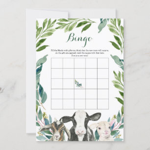 Invitation Farm Animal Green Boy Baby shower Bingo Jeu