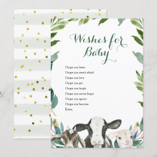 Invitation Farm Animal Green Boy Wives for Baby Card