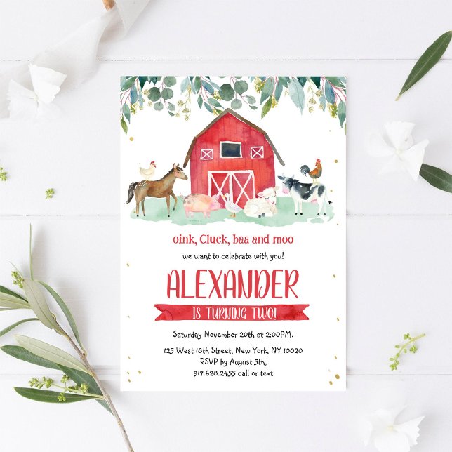 Invitation Farm Animals Oink Baa Moo Boy 1st Birthday  (Créateur téléchargé)