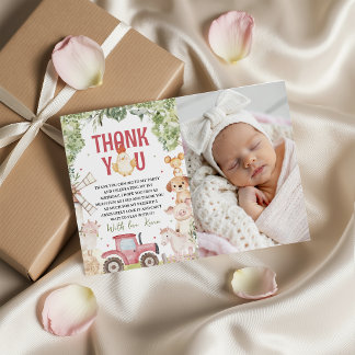 Invitation Farm Animals Photo Thank You Card