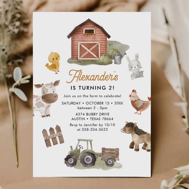 Invitation Farm Animaux 2e fête d'anniversaire (Créateur téléchargé)