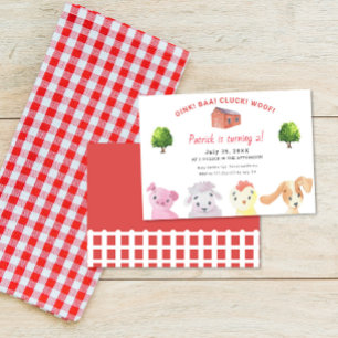 Invitation Farm Barnyard Animaux 2e fête d'anniversaire