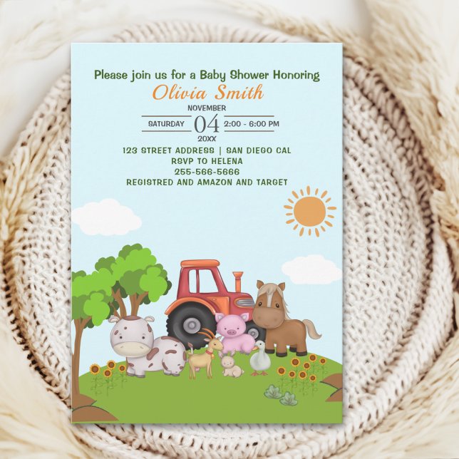 Invitation Farm Barnyard Baby Shower (Créateur téléchargé)