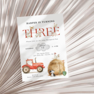 Invitation Farm Barnyard Fun Troisième anniversaire