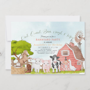 Invitation Farm Barnyard Rodeo Aquarelle 1er anniversaire