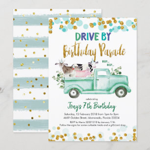 Invitation Farm Drive by Boy Birthday Parade