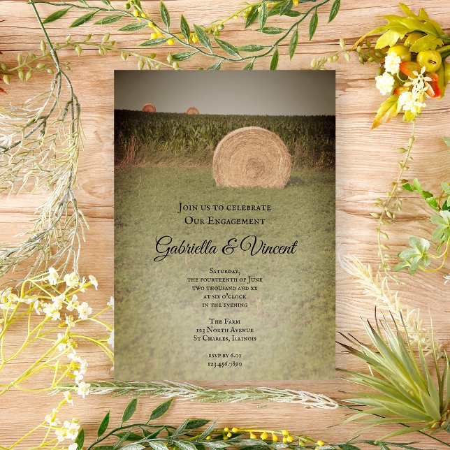 Invitation Farm Hay Bales Country Engagement Party (Créateur téléchargé)