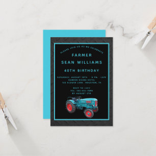 Invitation Farmer vintage fête du 40e anniversaire