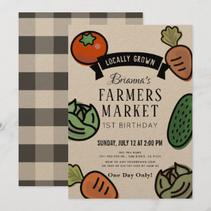 Invitation Farmers Market Kraft Papier 1er anniversaire