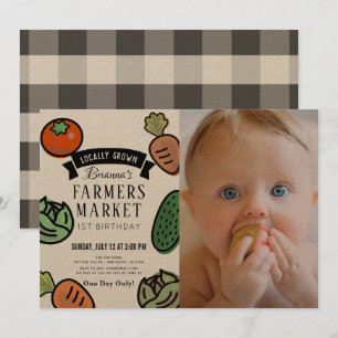 Invitation Farmers Market Kraft Papier 1er Anniversaire Photo