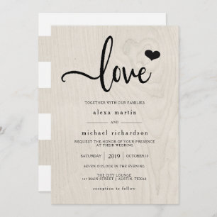 Invitation Farmhouse Chic   Mariage d'amour rustique moderne