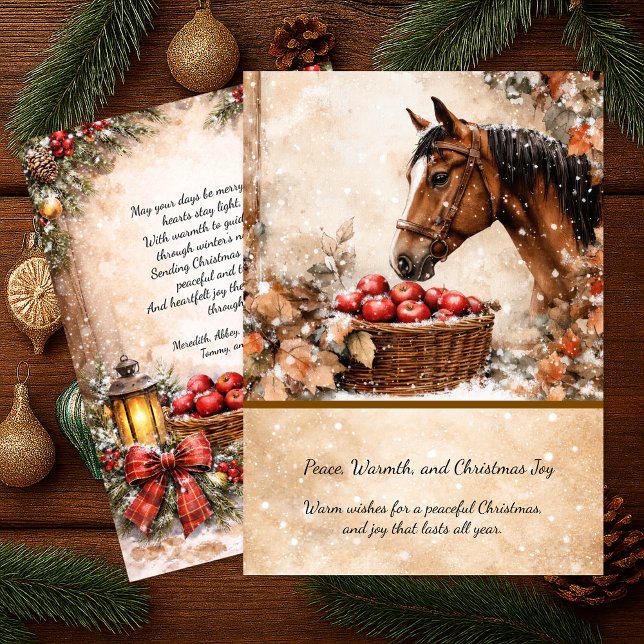 Invitation Farmhouse Christmas Horse Winter Scene Card | (Créateur téléchargé)