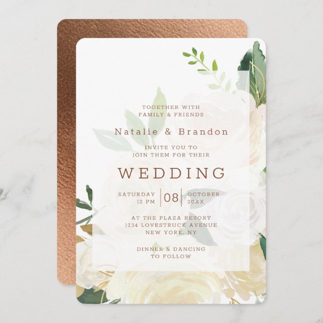 Invitation Farmhouse Fraîche Rustique Automne Vintage Cadre M (Devant / Derrière)