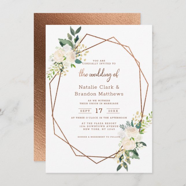 Invitation Farmhouse Frestic Rustic Country Terrarium Mariage (Devant / Derrière)
