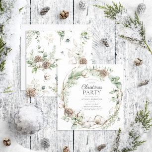 Invitation Farmhouse rustique verdure Wreath Noël Party