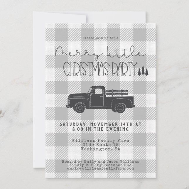 Invitation Farmhouse Vintage Truck Fête de Noël (Devant)