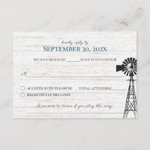 Invitation Farmhouse Windmill Grange Mariage Réponse