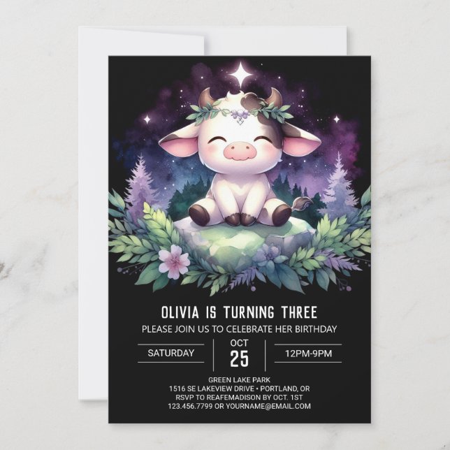 Invitation Farmyard Kids Cow Anniversaire (Devant)