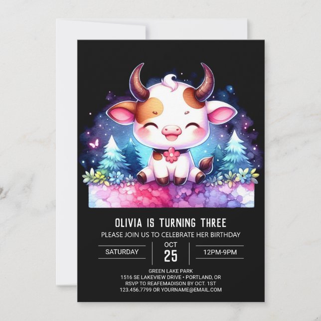 Invitation Farmyard Online Vache Anniversaire (Devant)