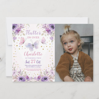 Invitation FĂŠance Fleur papillon Flower Photo Anniversaire