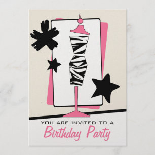 Invitation Fashion Birthday Party - Zebra Imprimer la tenue