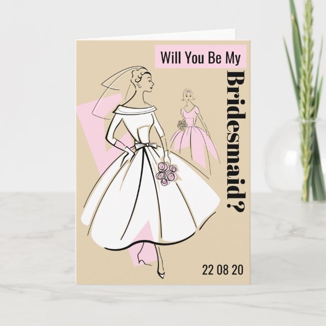 Invitation Fashion Bride Neutral Be My Bridesmaid (Devant)