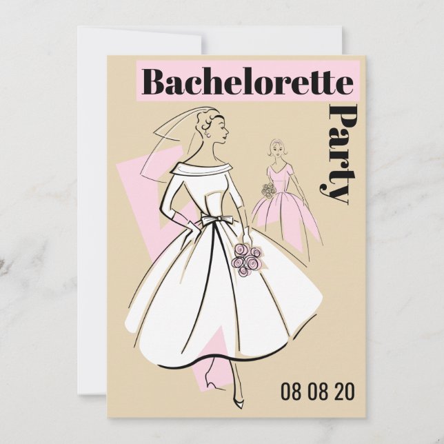 Invitation Fashion Bride Neutral Group Bachelorette Party (Devant)