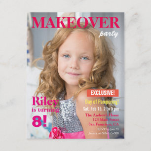 Invitation Fashion Magazine Makeover Girls Birthday Party